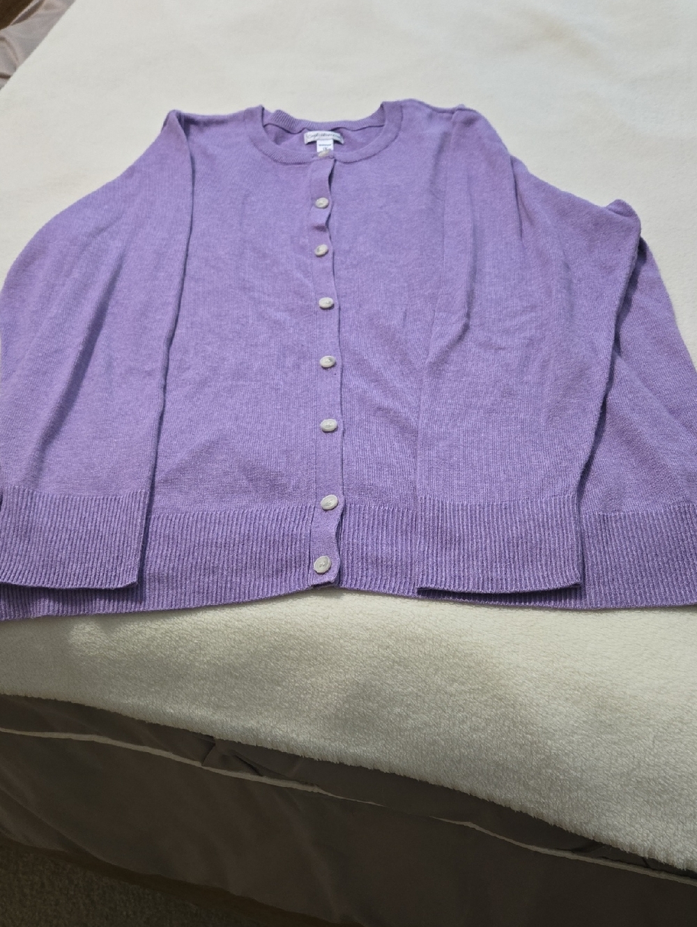 croft & barrow Lavender Button-Front Crewneck Cardigan